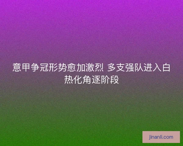 意甲争冠形势愈加激烈 多支强队进入白热化角逐阶段 意甲争冠形势愈加激烈 多支强队进入白热化角逐阶段