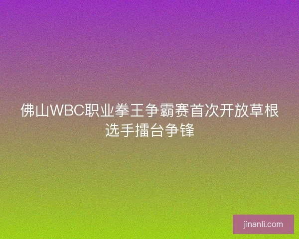 佛山WBC职业拳王争霸赛首次开放草根选手擂台争锋