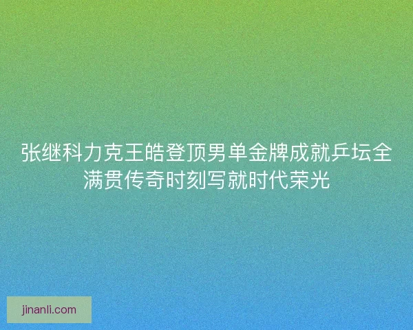 张继科力克王皓登顶男单金牌成就乒坛全满贯传奇时刻写就时代荣光